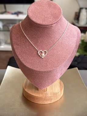 NEW Delicate Silver Tone Heart Pendant Necklace Pearl Accent Jewelry Gift Bridal